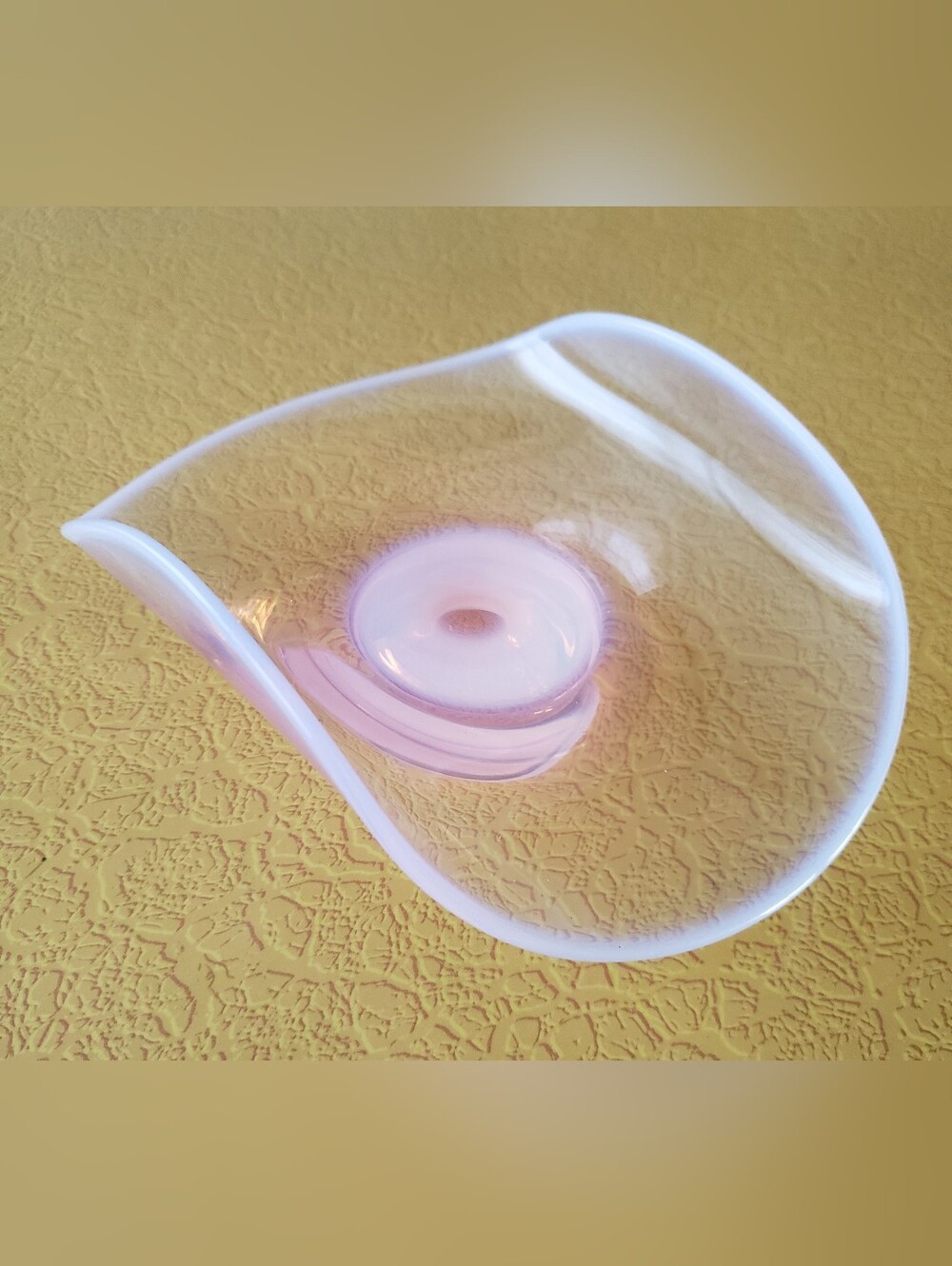 Pink Opalesent Glass Dish 7.5 Inch